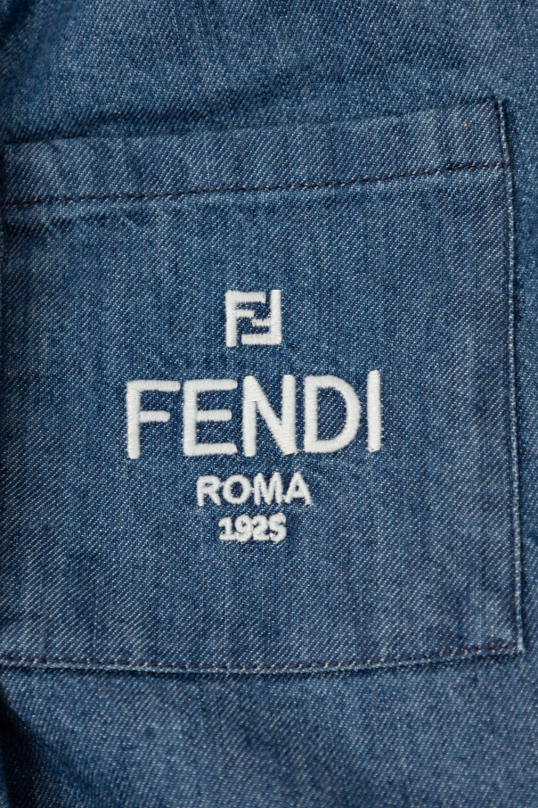 Fendi Girls Wide Leg Trousers in Beige